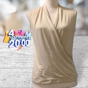 NWT Banana republic sleeveless wrap around look blouse beige top size M